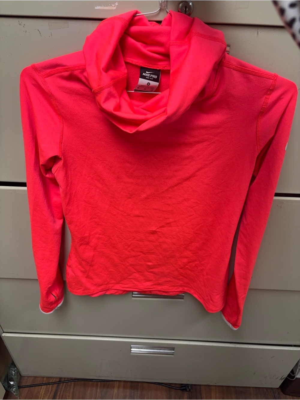 Nike Hot Pink Cowl-Neck Long Sleeve Performance Top